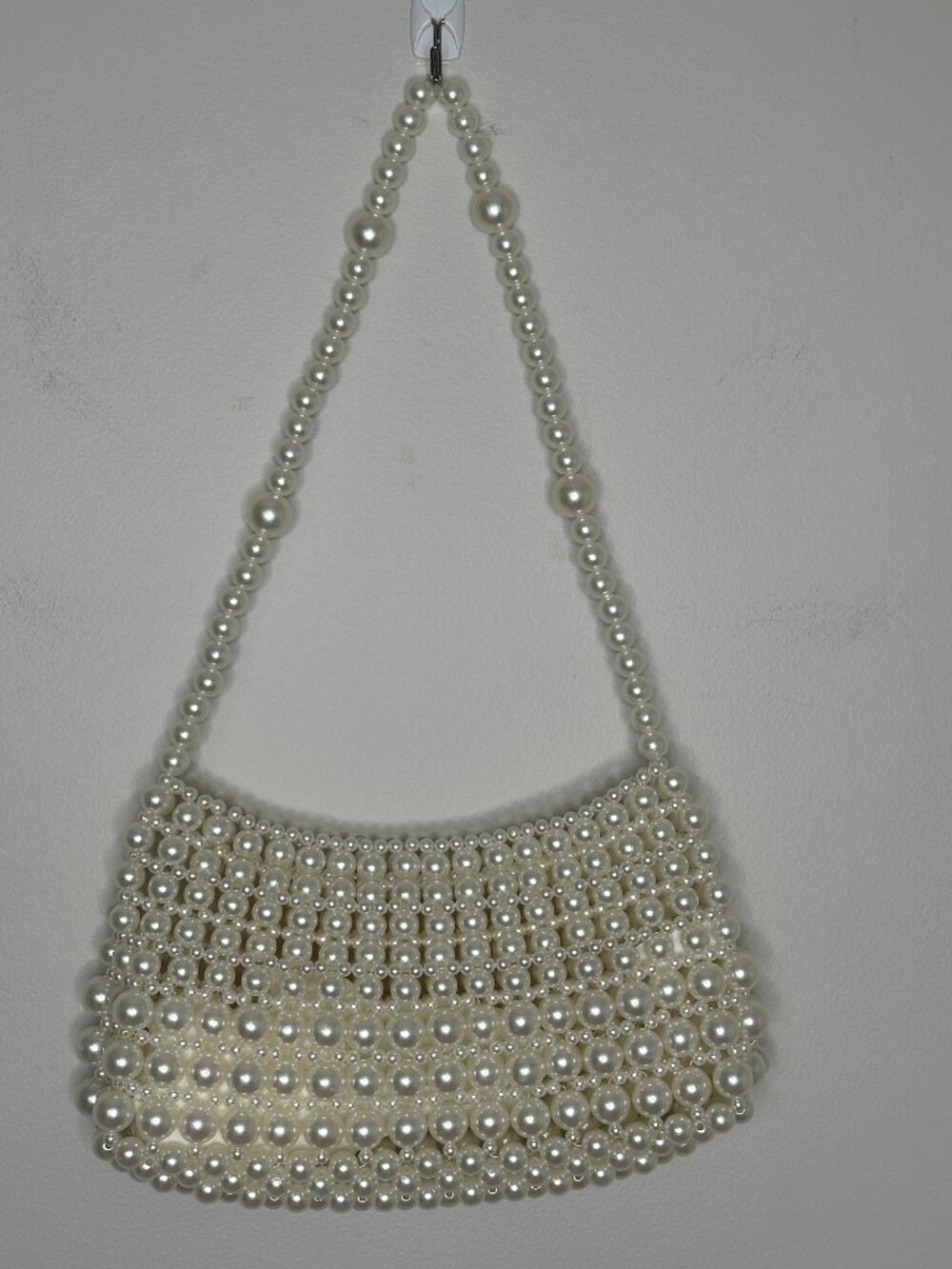 Women's Pearl Beaded Shoulder Bag White - Picture 2 of 5